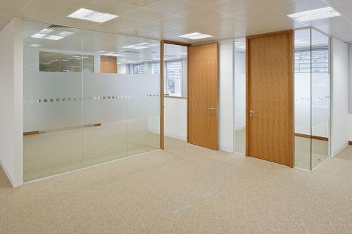 Single glazed partition system office fronts