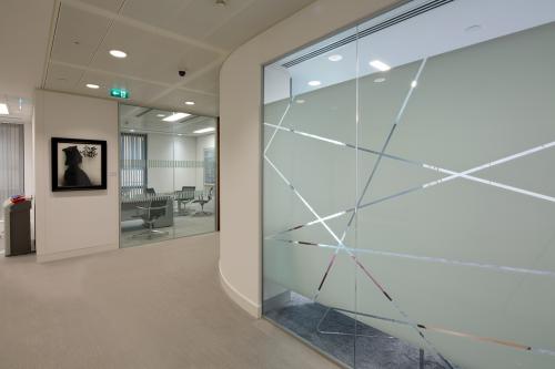 Single glazed partition system with graphics